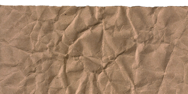 Brown Crumpled Kraft Paper with One Straight Ripped Edge